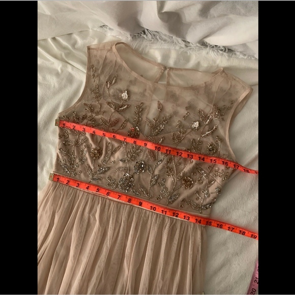 NEW $249 Adrianna‎ Papell Beaded Mesh Gown in Shell [PETITE SZ 8P ] #E666 - Picture 8 of 8